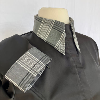 Black Stretch Satin with Glen Plaid Contrast Fabric Size 2 & 6