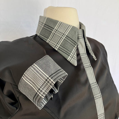Black Stretch Satin with Glen Plaid Contrast Fabric Size 2 & 6