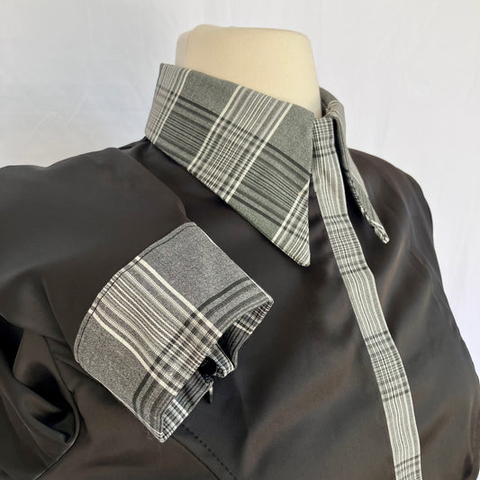 Black Stretch Satin with Glen Plaid Contrast Fabric Size 2 & 6