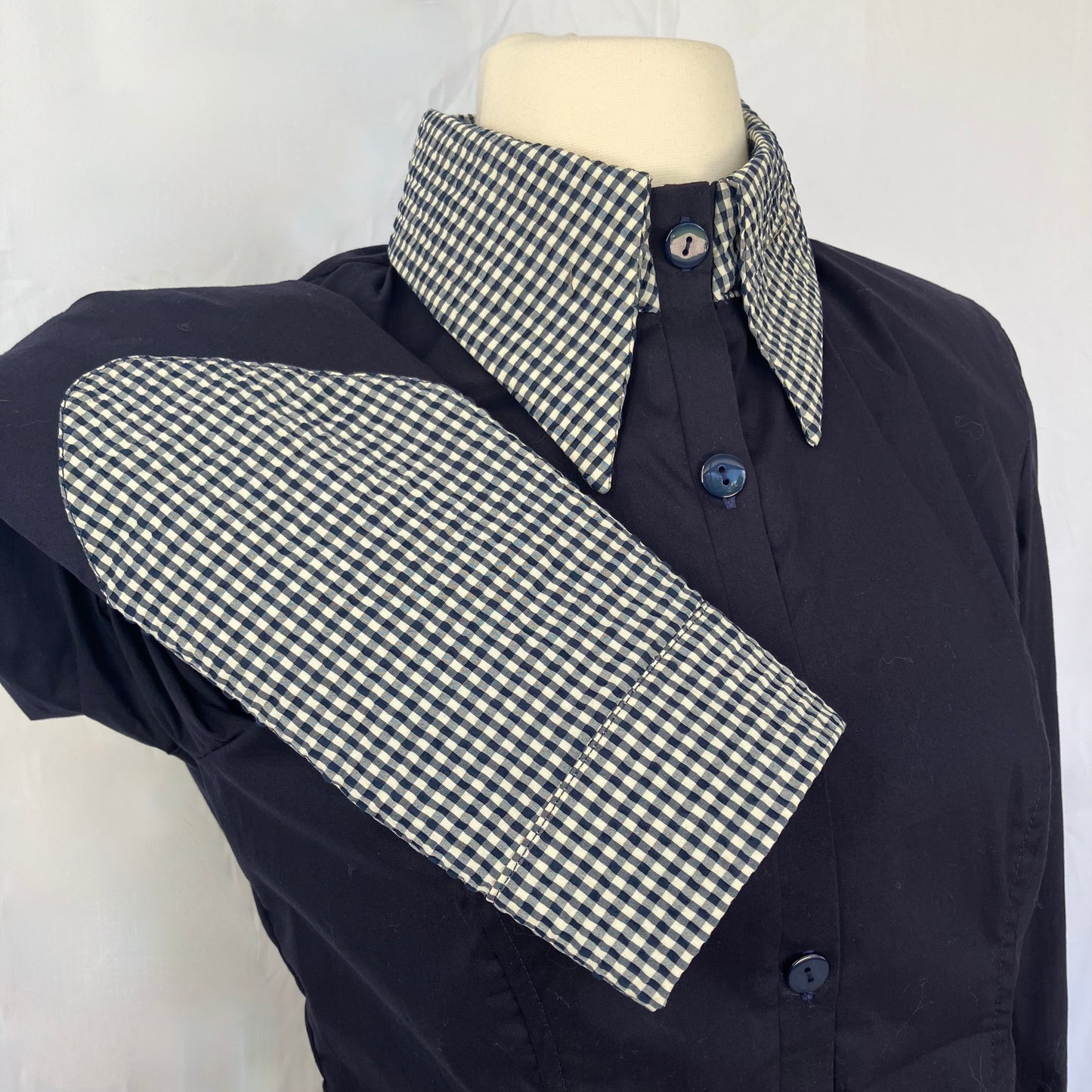 Dark Navy Gingham Show Shirt Size 6